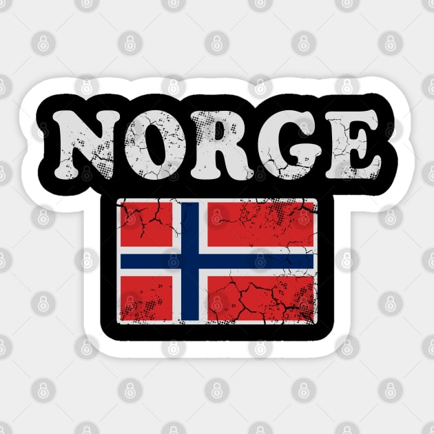 Norge Norway Flag Norwegian Retro Distressed Sticker by E